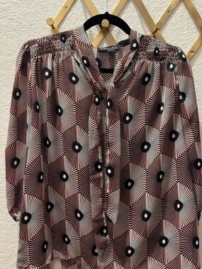 Alice + Olivia Rose Geometric Tie-Neck Blouse